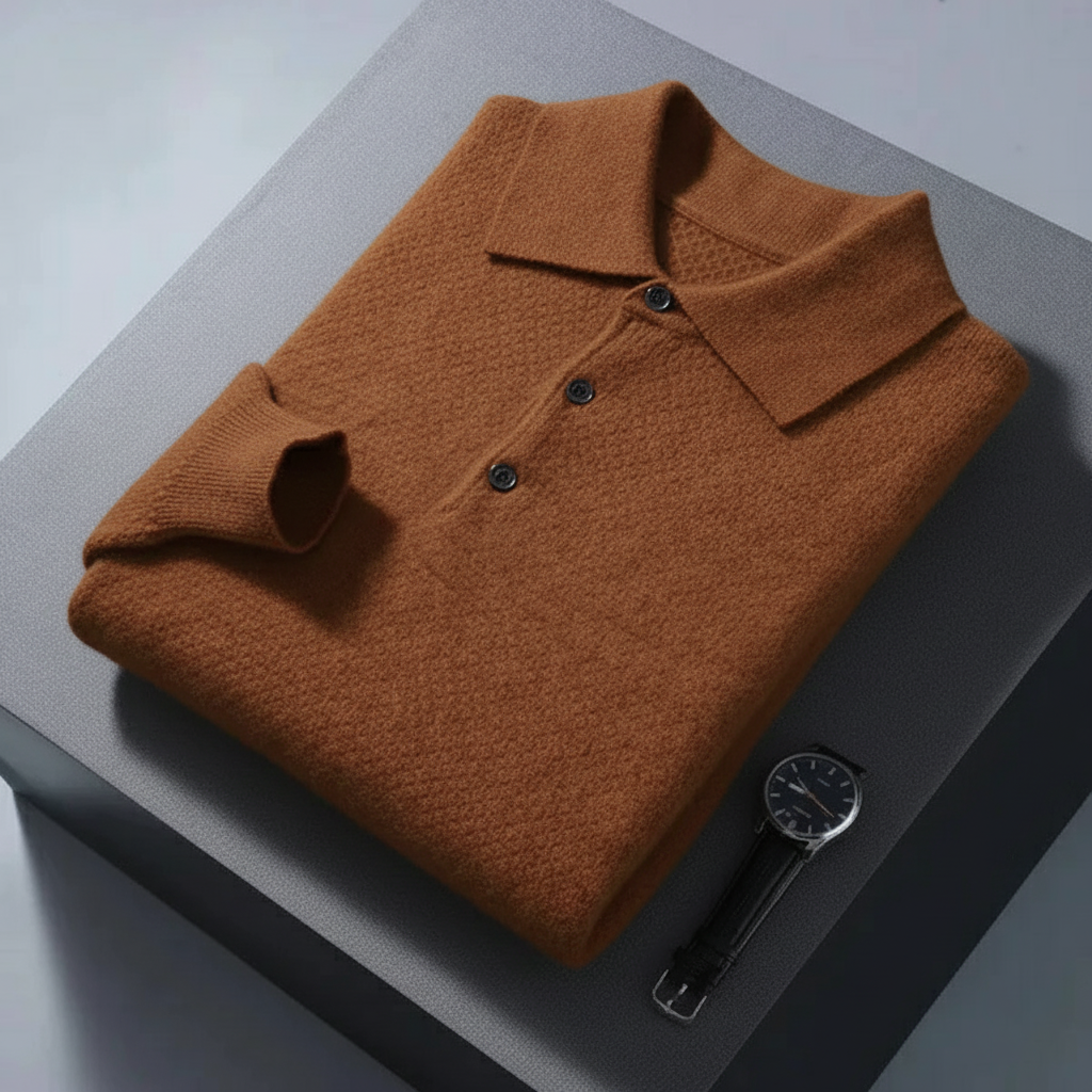 Men's Casual Button Cashmere Polo Warm Comfortable Sweater-retrostrom