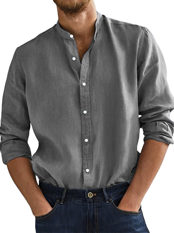 Men's Fashion Business Comfortable Stand-up Collar Long-sleeved Shirt-retrostrom