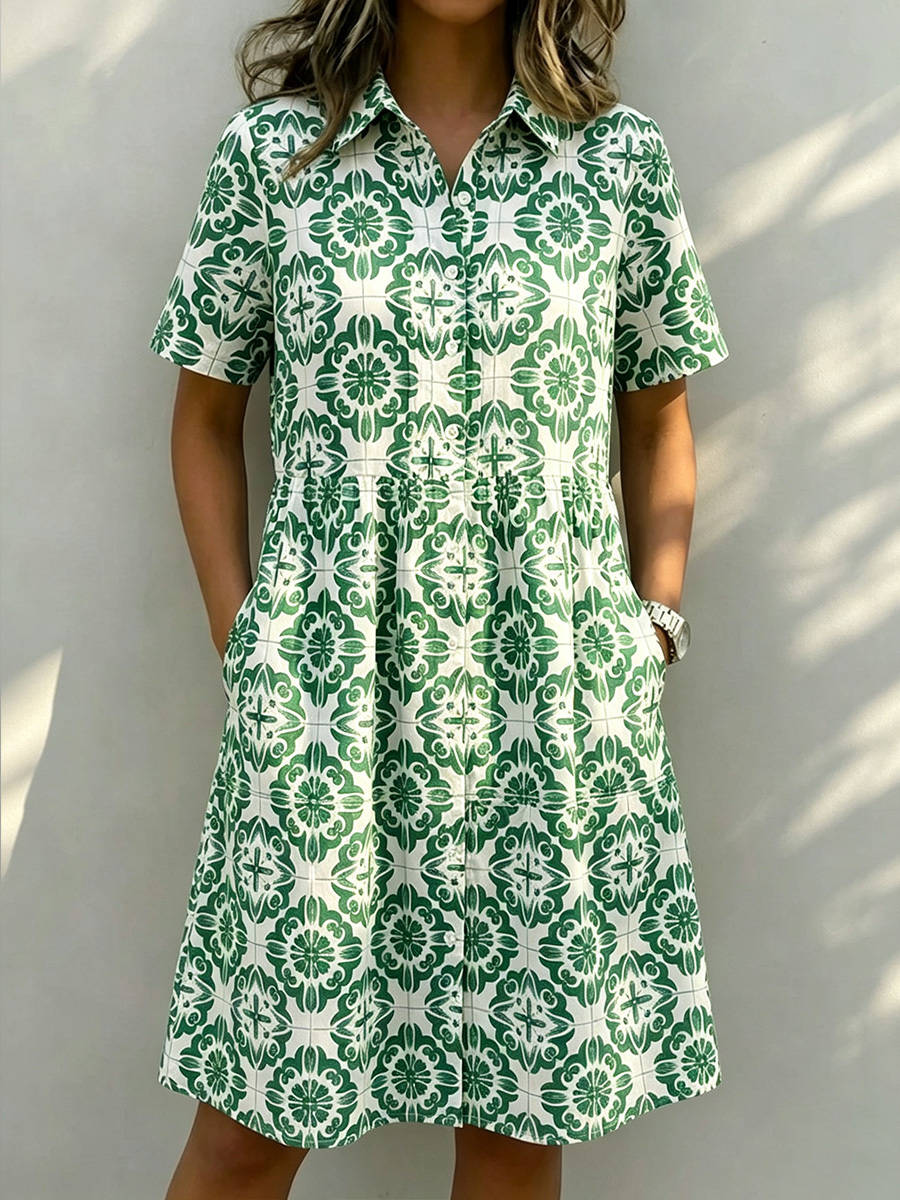 New Arrivals🔥 Santorini Inspired Print Shirt Dress