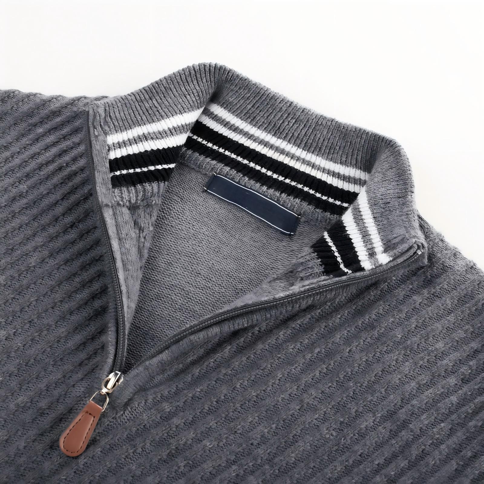 NEW🔥 Men's Zipper Pullover Sweater Casual Knit Sweater with Twill Texture-retrostrom