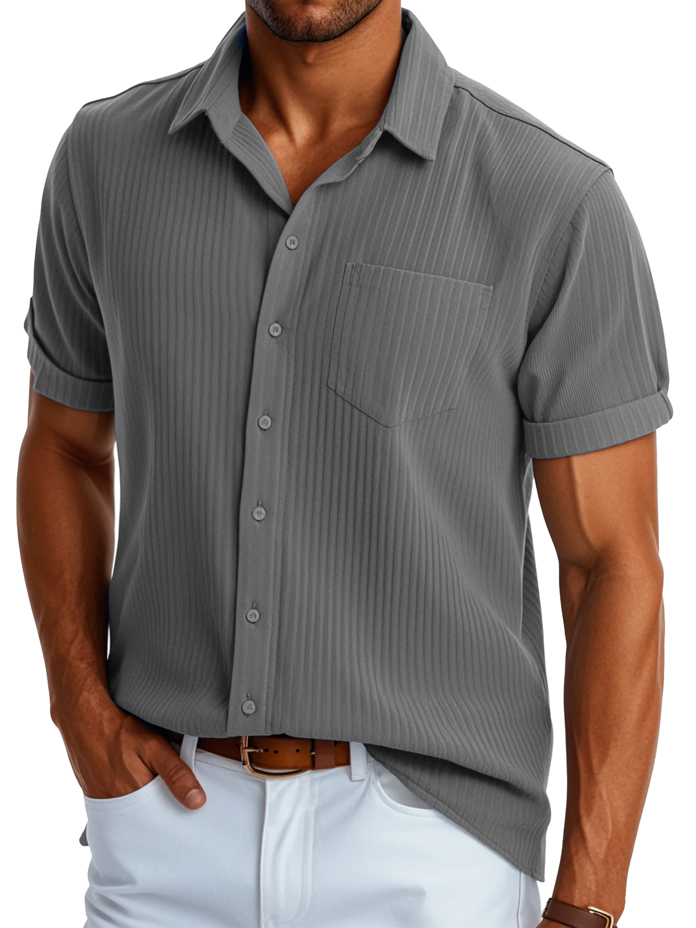 Men's Fashion Casual Selection of Pocket Short Sleeve Shirts-retrostrom