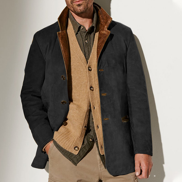 Men's Vintage Carlsbad Calfskin Leather Blazer With Merino Shearling Collar-retrostrom