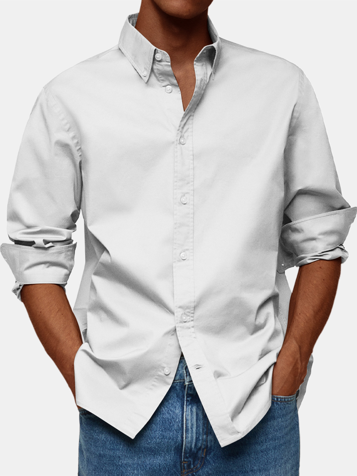 Men's Retro Solid Color Casual Lapel Comfortable Long Sleeve Shirt-retrostrom