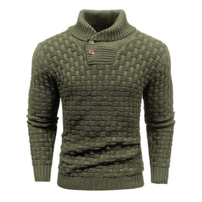 Men's Solid Color Round Neck Pullover Lapel Sweater 19352883X-retrostrom