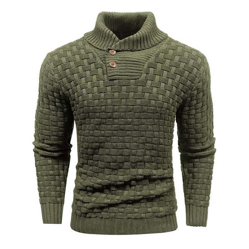 Men's Solid Color Round Neck Pullover Lapel Sweater 19352883X-retrostrom