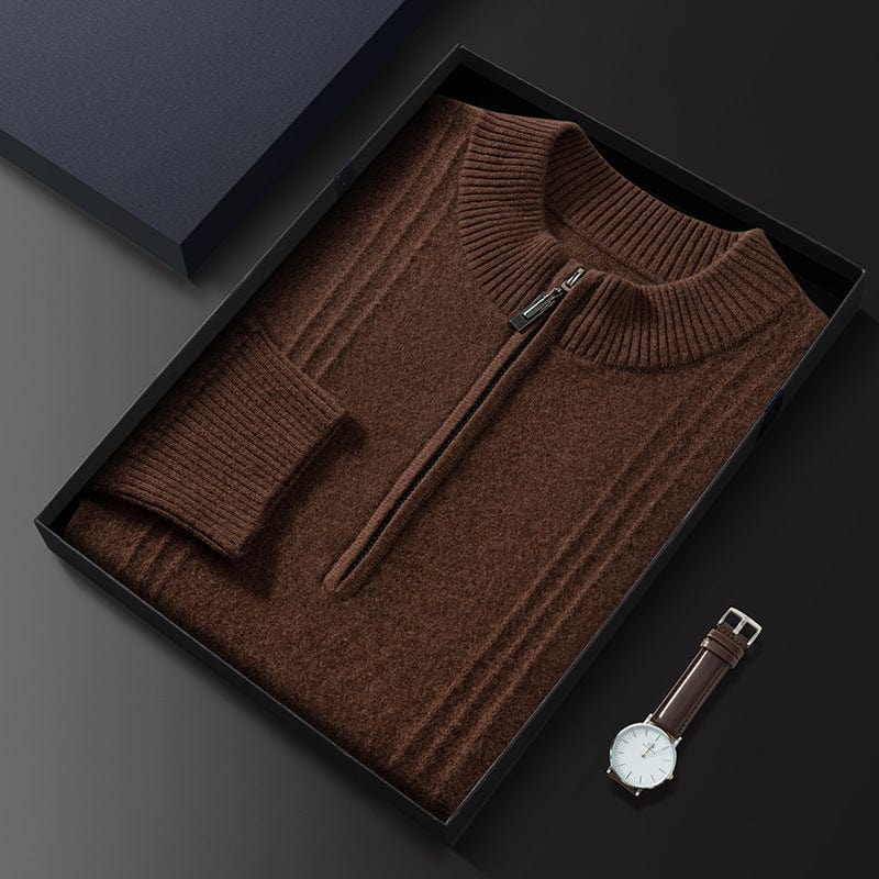Men's Casual Solid Color Half-Zip Winter Knitwear Jumper-retrostrom