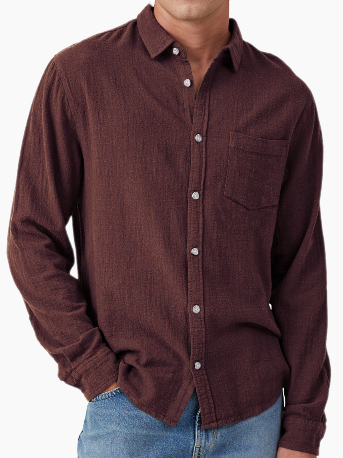 Men's Vacation Hawaiian Casual Vintage Cotton Casual Long Sleeve Shirt with Chest Pocket-retrostrom