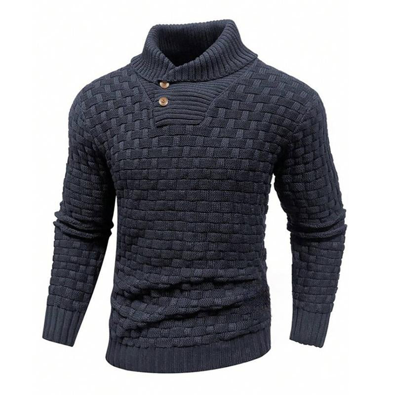 Men's Solid Color Round Neck Pullover Lapel Sweater 19352883X-retrostrom