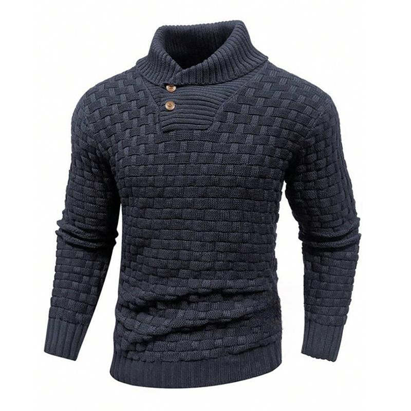 Men's Solid Color Round Neck Pullover Lapel Sweater 19352883X-retrostrom