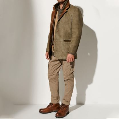 Men's Vintage Carlsbad Calfskin Leather Blazer With Merino Shearling Collar-retrostrom