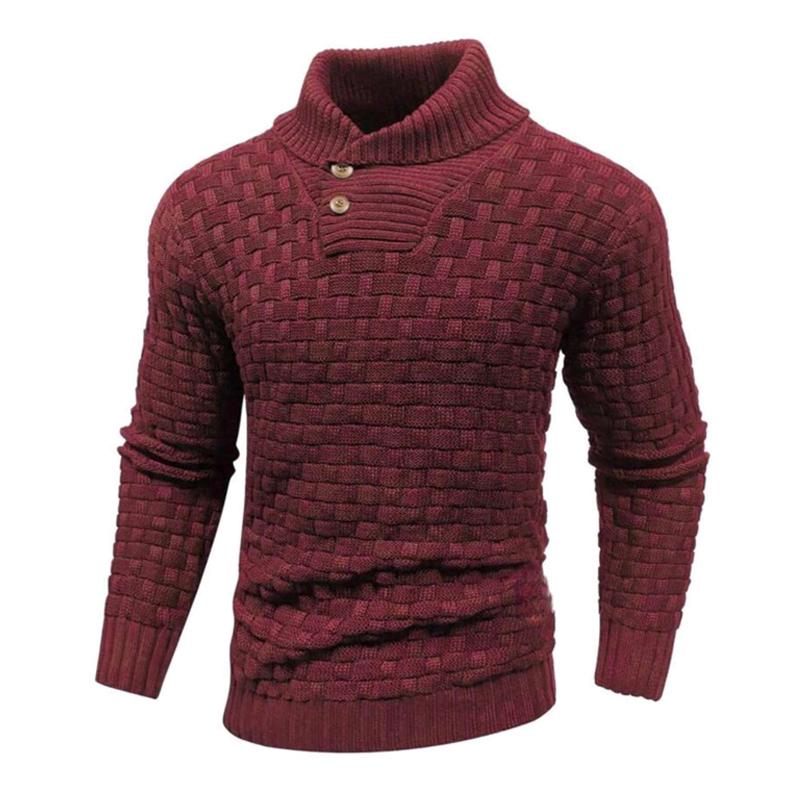 Men's Solid Color Round Neck Pullover Lapel Sweater 19352883X-retrostrom