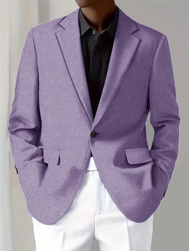 Men's Casual Solid Notch Lapel One Button Blazer-retrostrom