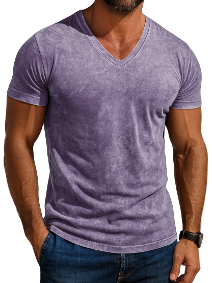 Men's Daily Retro V-neck Casual Simple Short-sleeved T-shirt-retrostrom