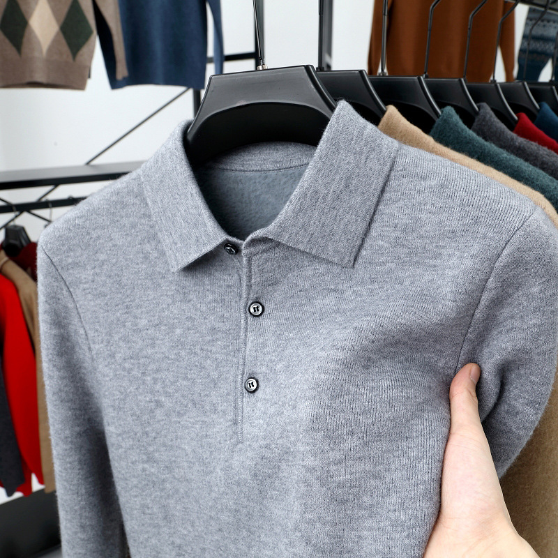 2025 Men's autumn and winter new men's business cashmere knitted polo-retrostrom
