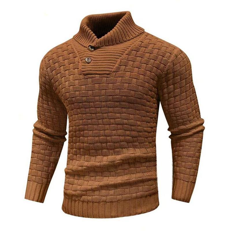 Men's Solid Color Round Neck Pullover Lapel Sweater 19352883X-retrostrom
