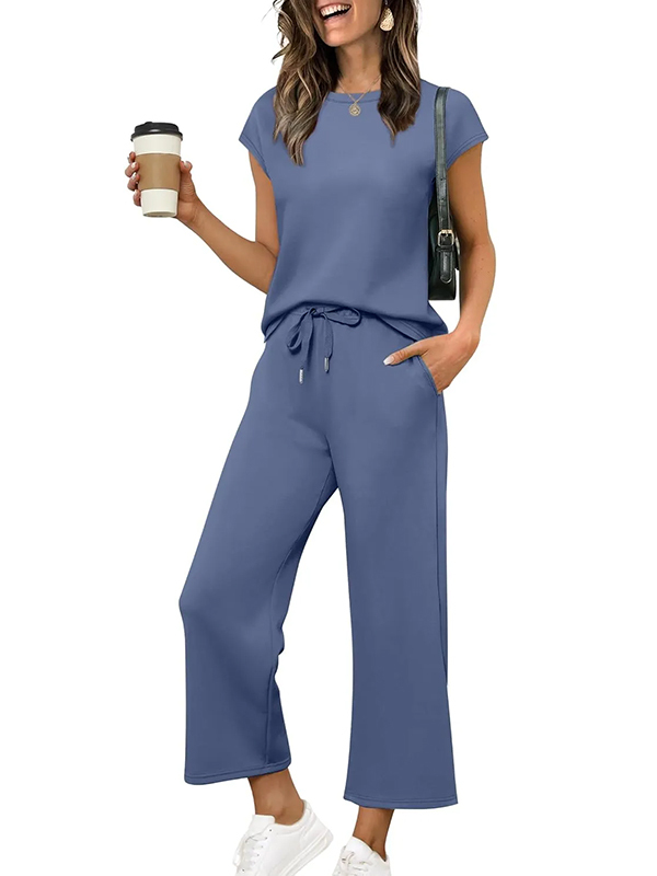 ⏰ LAST DAY SAVE 50% 💥Women Summer Vacation Outfits Cap Sleeve Tops Lounge Matching Sets-retrostrom
