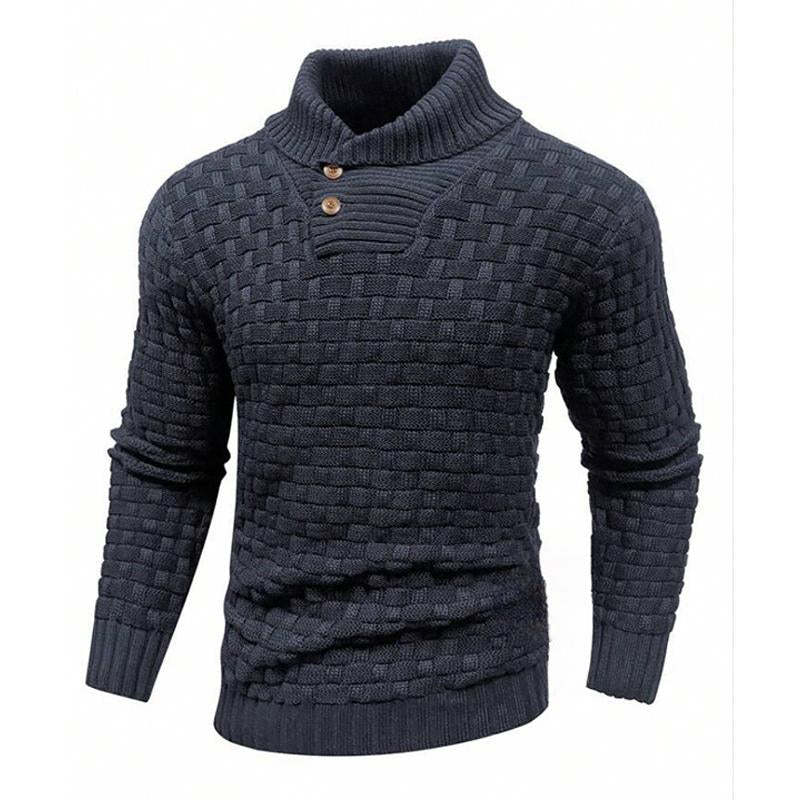 Men's Solid Color Round Neck Pullover Lapel Sweater 19352883X-retrostrom