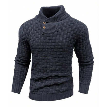 Men's Solid Color Round Neck Pullover Lapel Sweater 19352883X-retrostrom