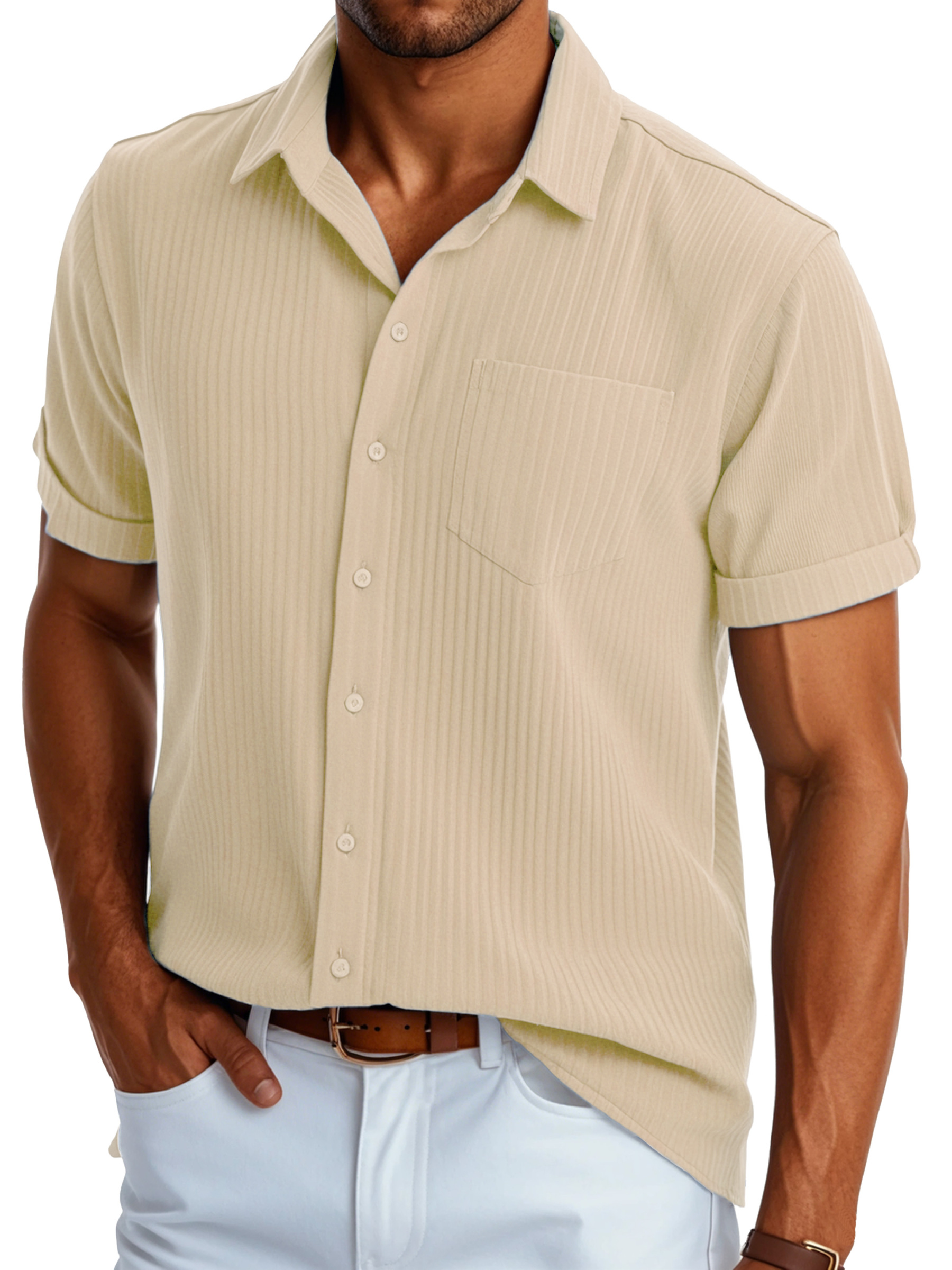 Men's Fashion Casual Selection of Pocket Short Sleeve Shirts-retrostrom