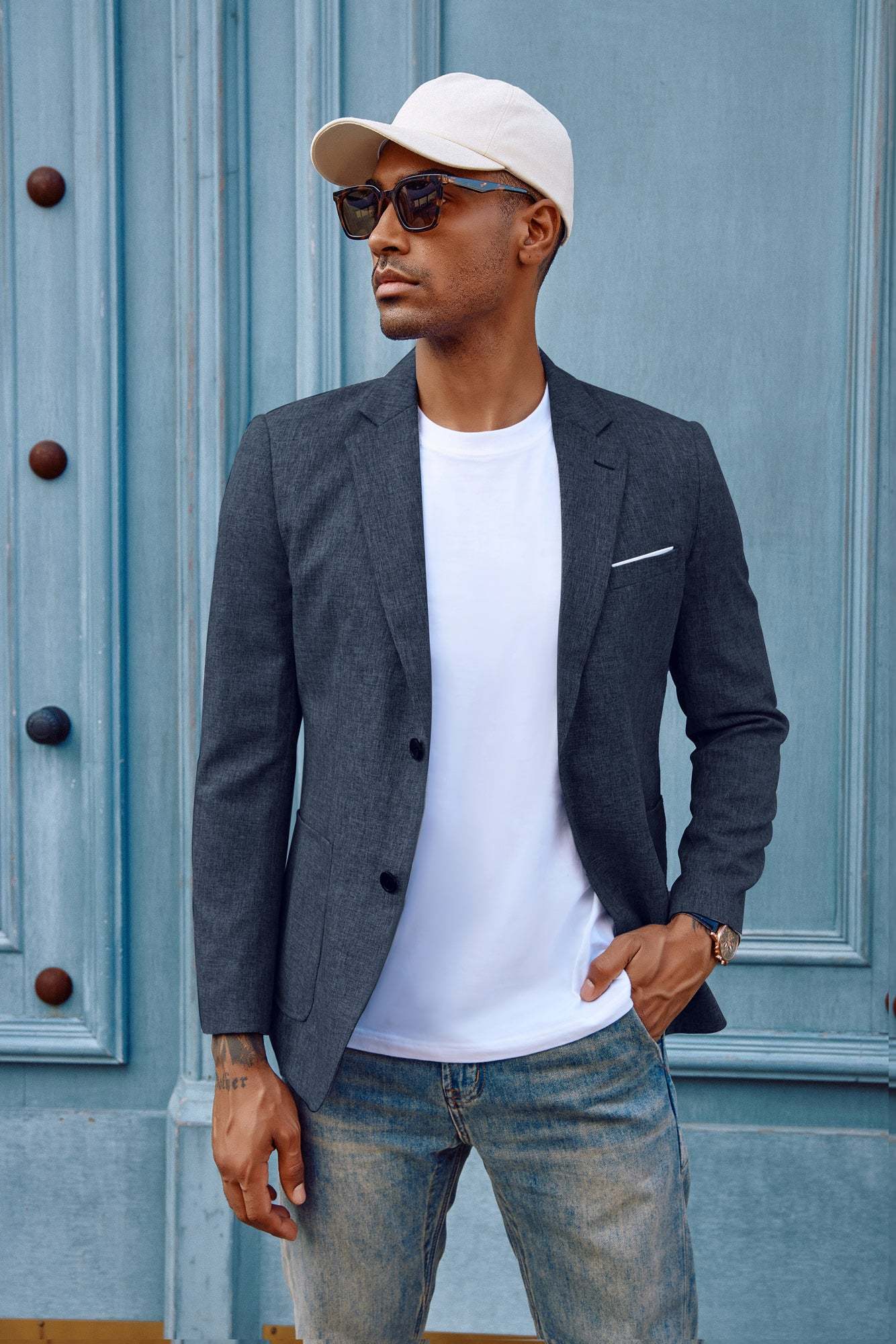 Men's Casual Sport Coat Blazer Two Buttons Lightweight Business Jackets-retrostrom