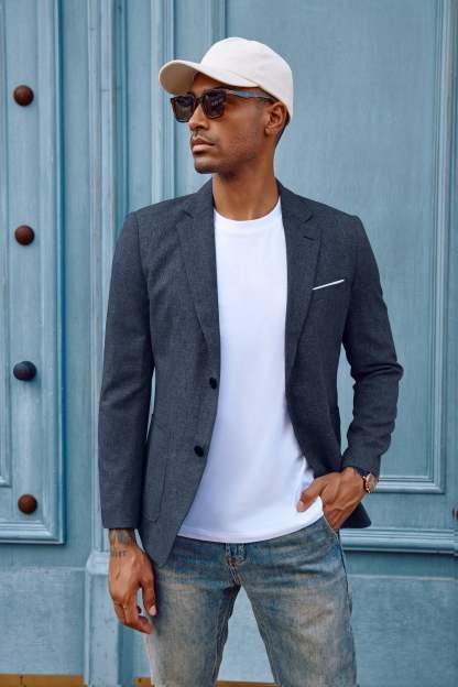 Men's Casual Sport Coat Blazer Two Buttons Lightweight Business Jackets-retrostrom
