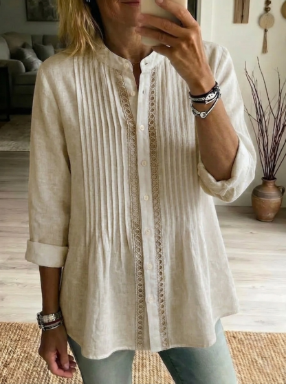 New Arrivals🔥 Women's Casual Pleated Linen And Cotton Shirt