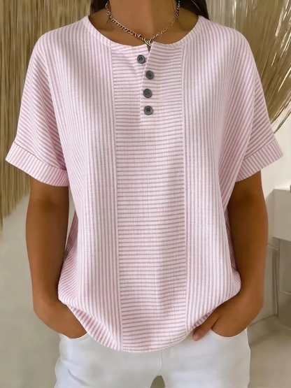 New Arrivals🔥 Women's Artistic Cut Striped Cotton Linen Shirt Blouse