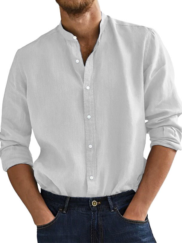 Men's Fashion Business Comfortable Stand-up Collar Long-sleeved Shirt-retrostrom