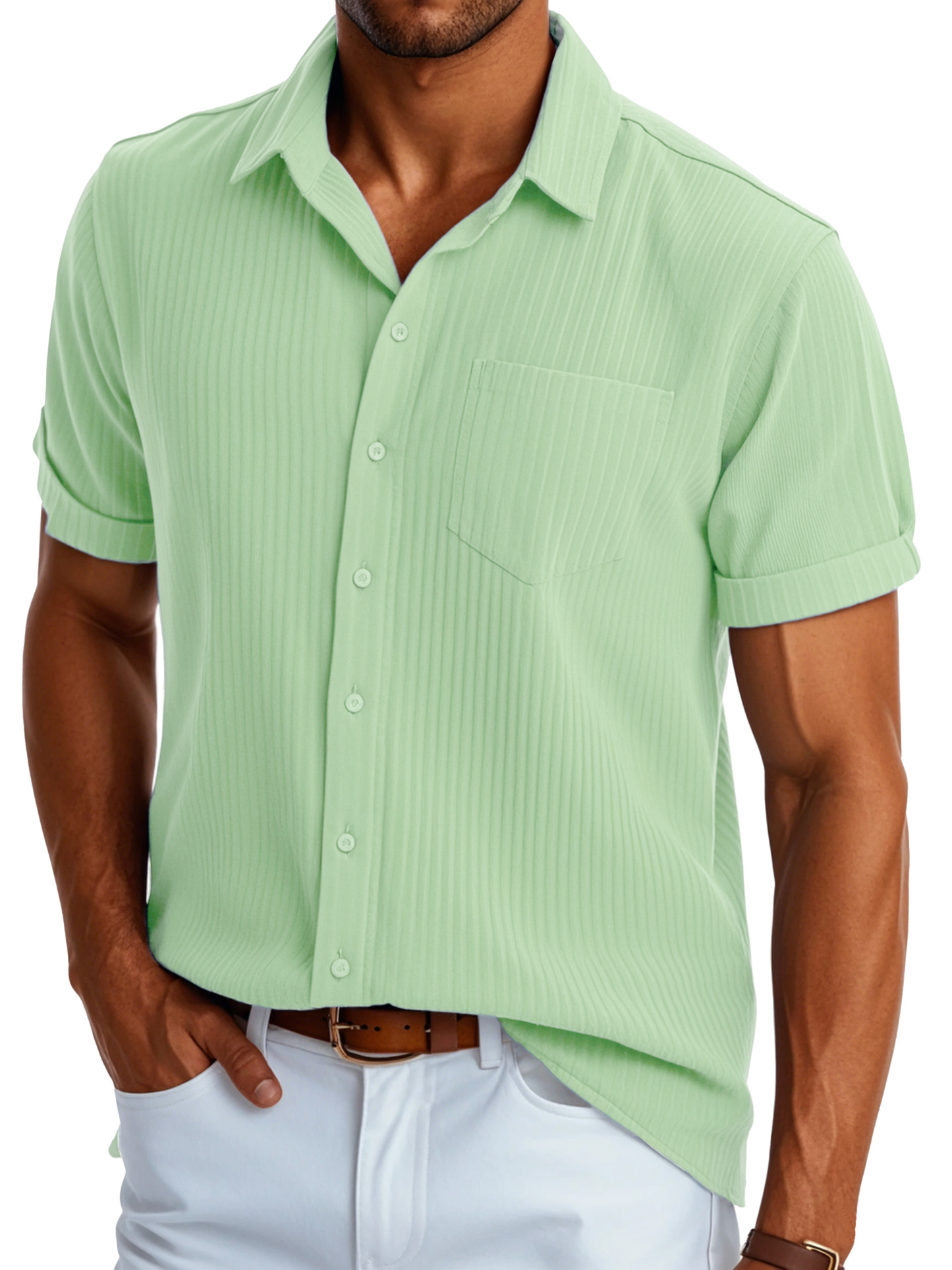 Men's Fashion Casual Selection of Pocket Short Sleeve Shirts-retrostrom