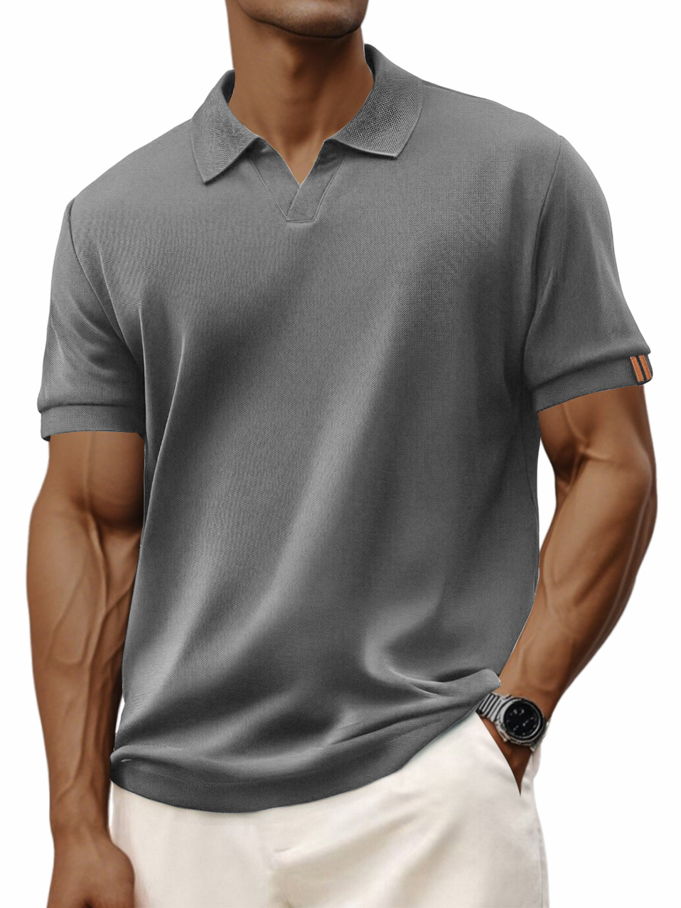 Men's Retro Casual V-neck Short-sleeved Polo Shirt-retrostrom
