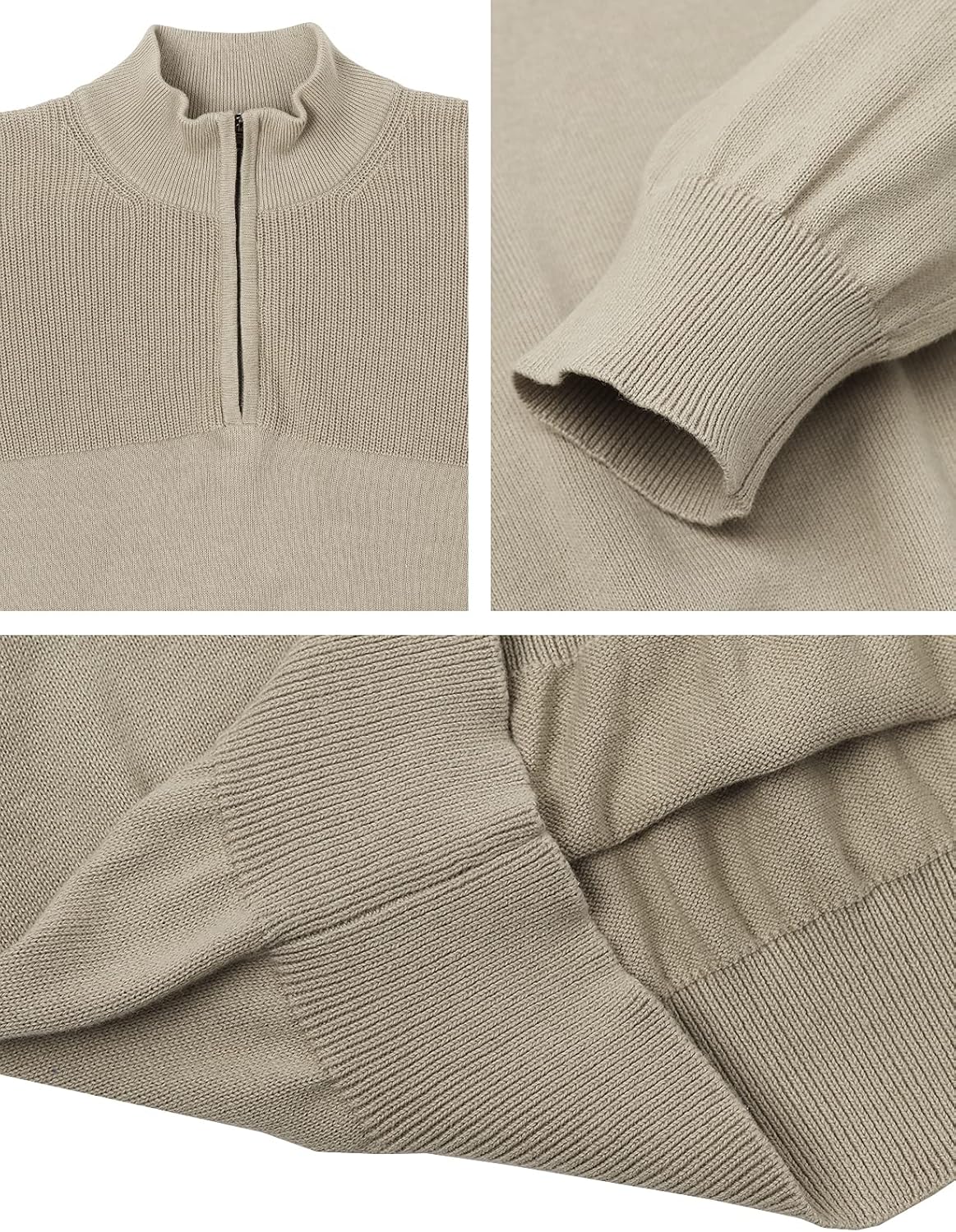 H2H Mens Casual Slim Fit Pullover Sweaters Long Sleeve Knitted Fabric Zip Up Mock Neck Polo Sweater-retrostrom