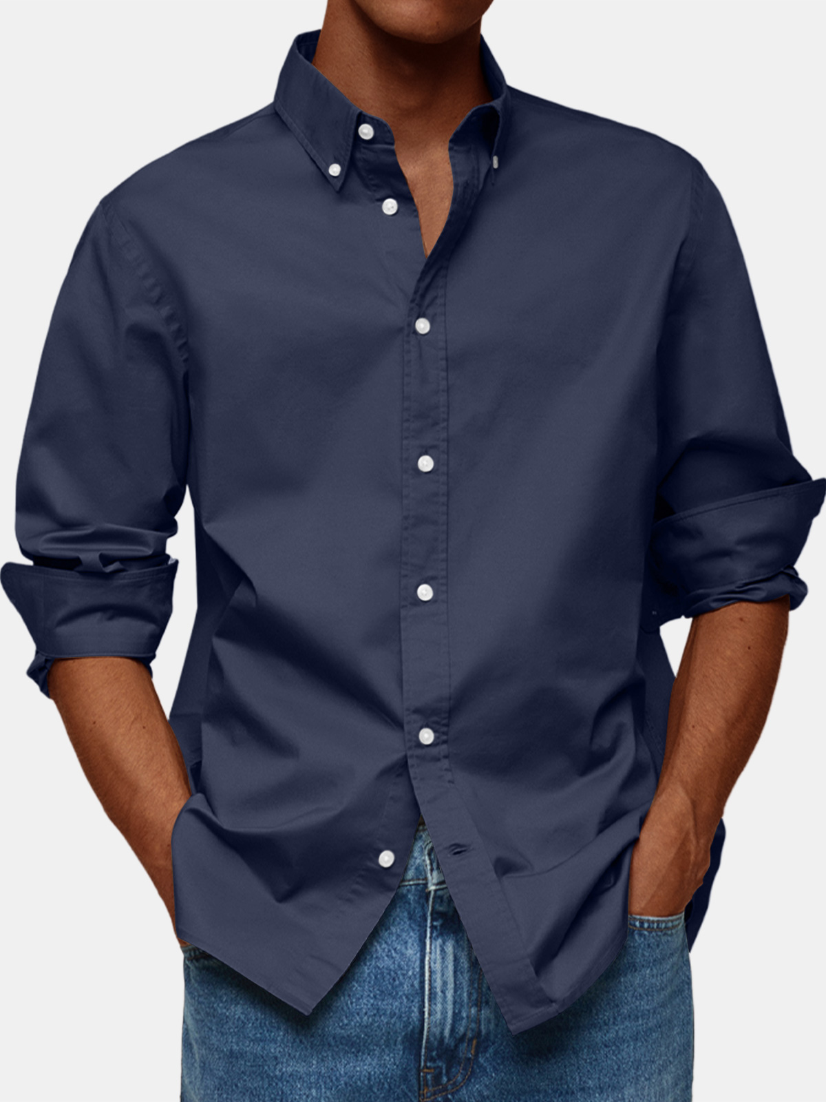 Men's Retro Solid Color Casual Lapel Comfortable Long Sleeve Shirt-retrostrom