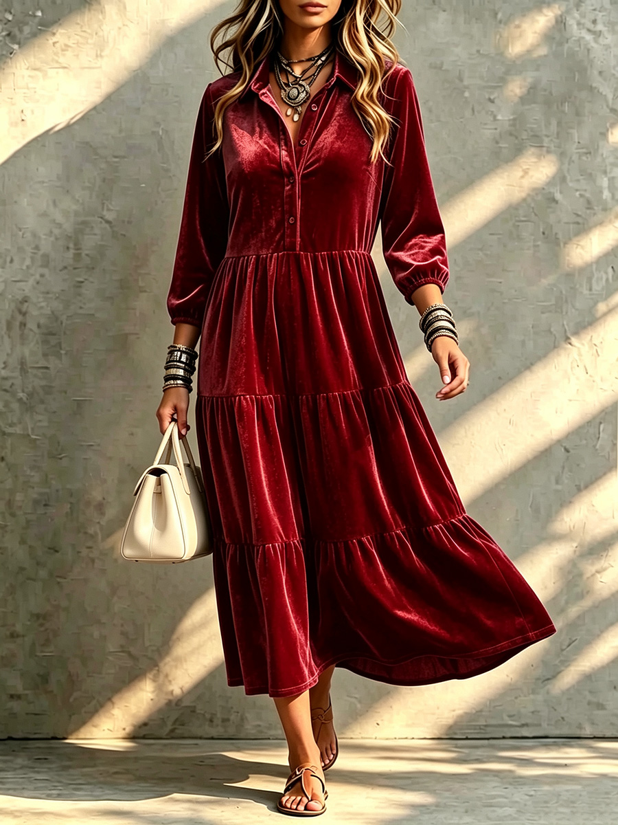 New Arrivals🔥 Timeless Velvet Tiered Dress-retrostrom