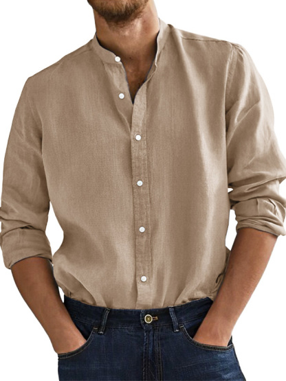 Men's Fashion Business Comfortable Stand-up Collar Long-sleeved Shirt-retrostrom