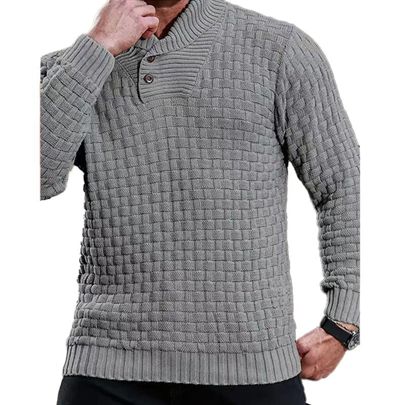Men's Solid Color Round Neck Pullover Lapel Sweater 19352883X-retrostrom