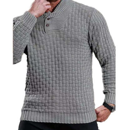 Men's Solid Color Round Neck Pullover Lapel Sweater 19352883X-retrostrom