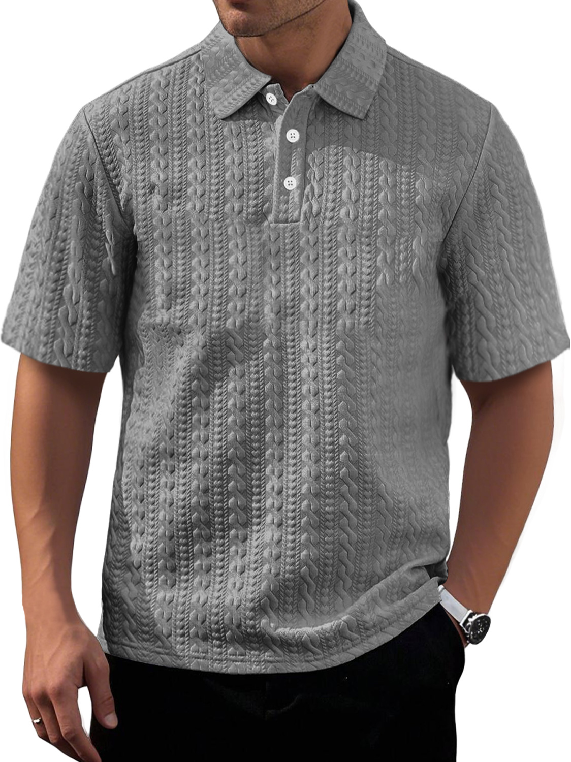 Men's Daily Texture Casual Lapel Comfortable Short-sleeved Polo Shirt-retrostrom