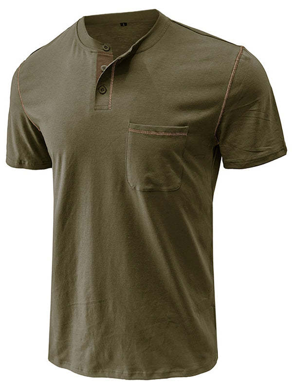 Men's Fashion Cotton Short Sleeve Henley Shirt-retrostrom