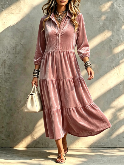 New Arrivals🔥 Timeless Velvet Tiered Dress-retrostrom