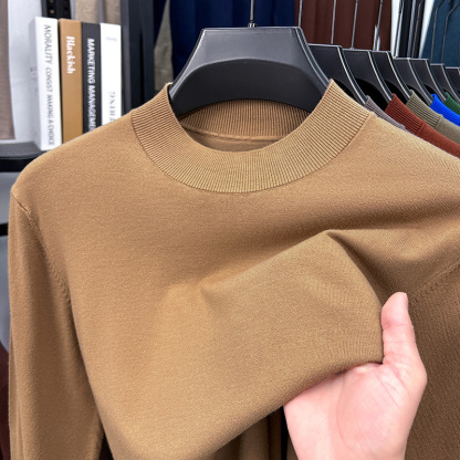 2025 Autumn and Winter Men's Stand Collar Cashmere Casual T-shirt-retrostrom