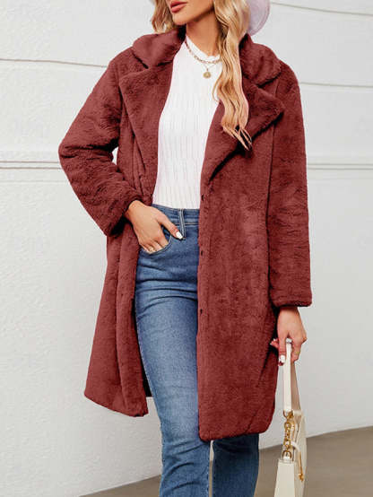 Women's Winter Fleece Sherpa Jacket Windproof Long Teddy Coat-retrostrom