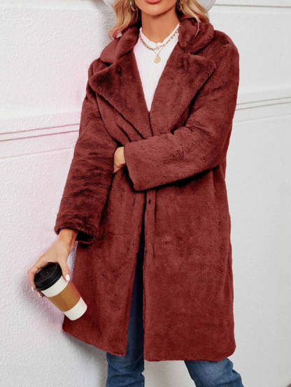 Women's Winter Fleece Sherpa Jacket Windproof Long Teddy Coat-retrostrom