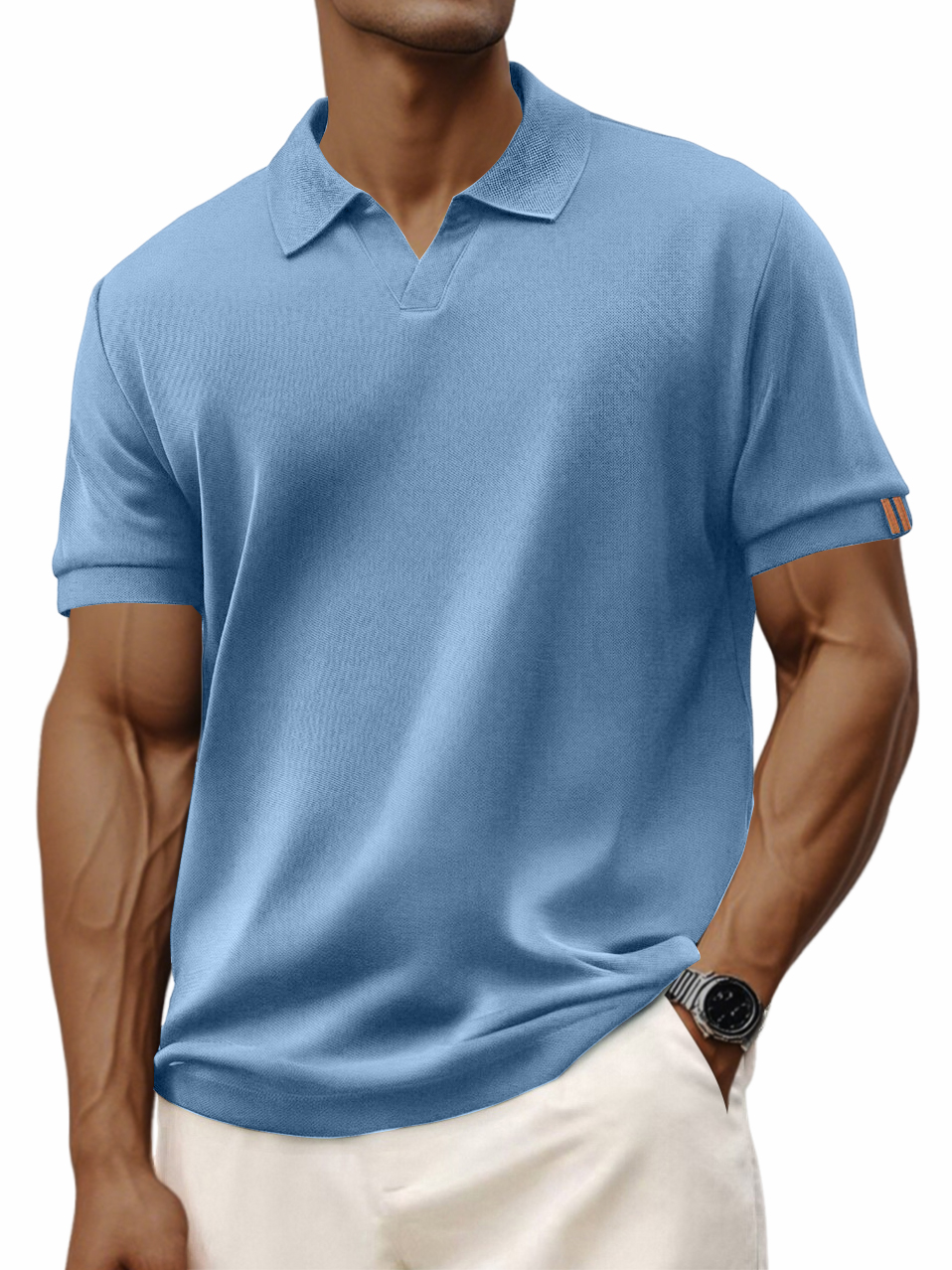 Men's Retro Casual V-neck Short-sleeved Polo Shirt-retrostrom