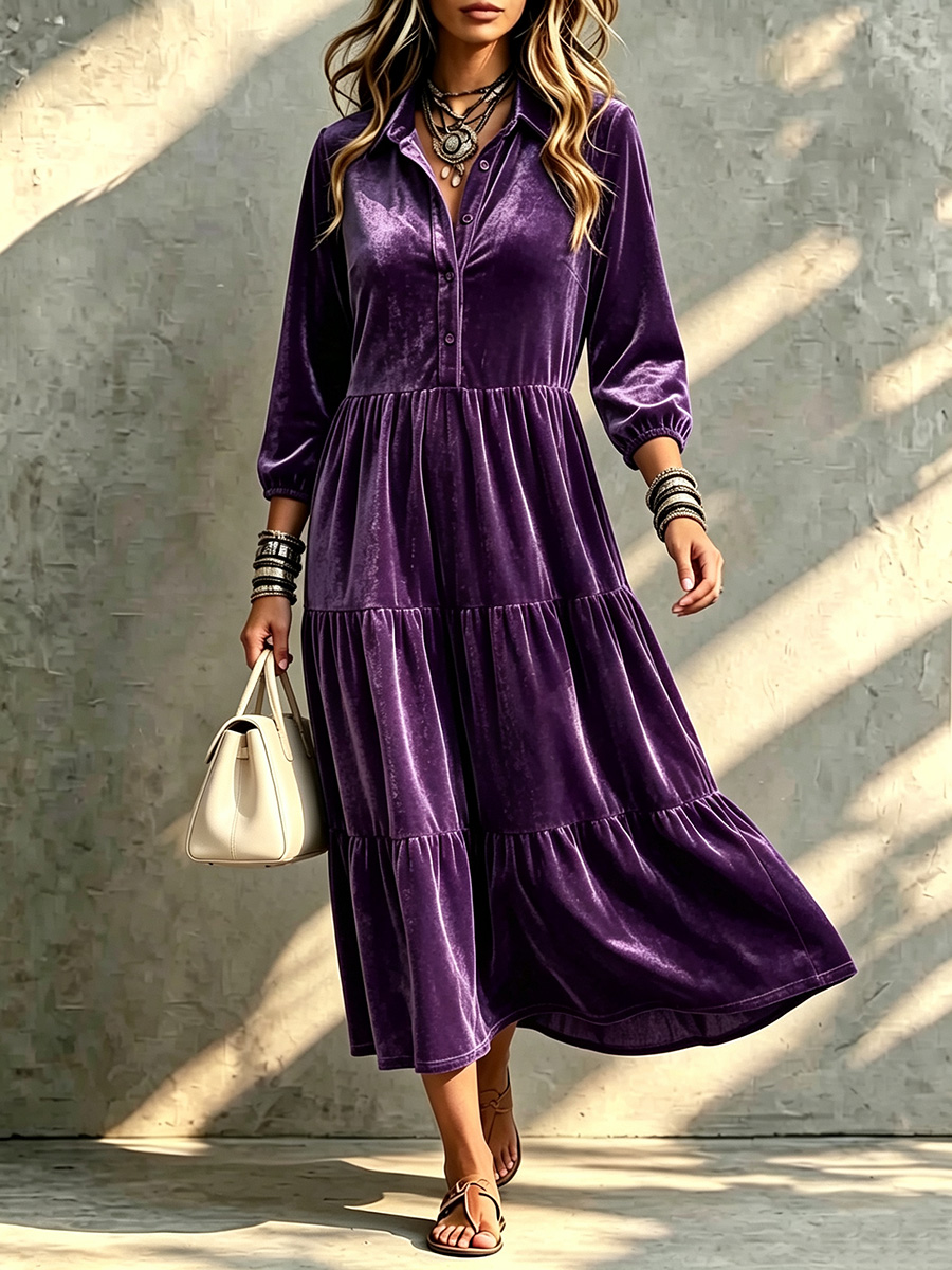 New Arrivals🔥 Timeless Velvet Tiered Dress-retrostrom