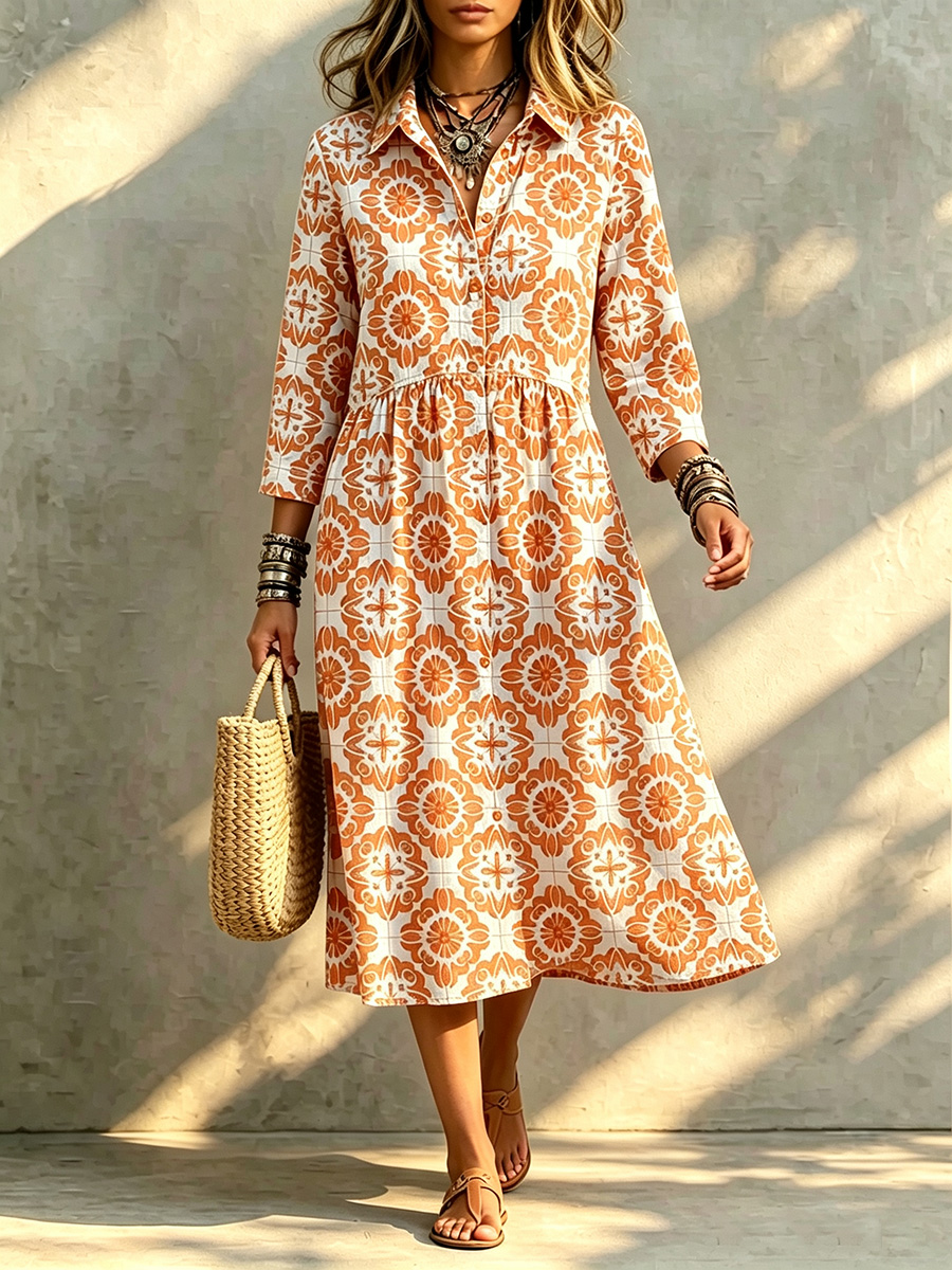 New Arrivals🔥 Santorini Inspired Print Midi Dress