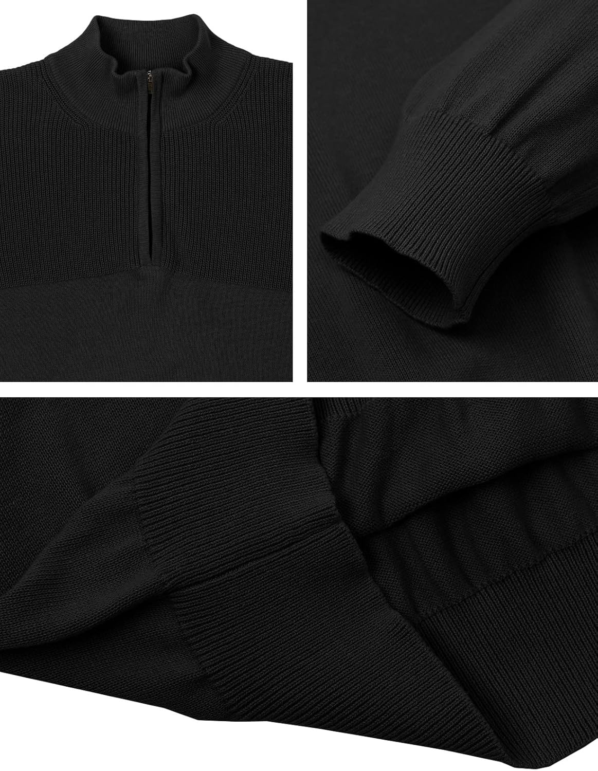 H2H Mens Casual Slim Fit Pullover Sweaters Long Sleeve Knitted Fabric Zip Up Mock Neck Polo Sweater-retrostrom