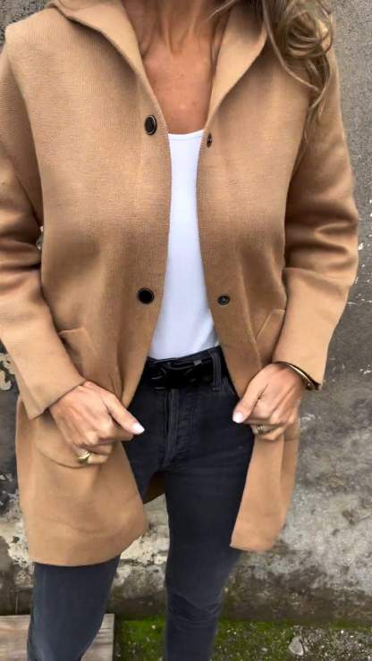 🎄Christmas Sale🔥Women's Hooded Long-sleeved Side Button Design Casual Jacket-retrostrom