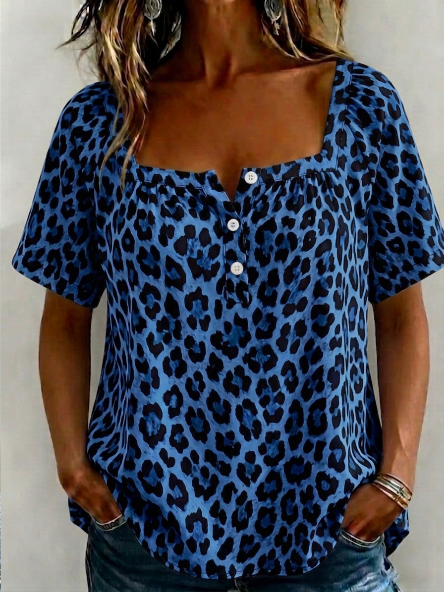 Wild and Chic Polka Dot Print Cotton-Linen Shirt
