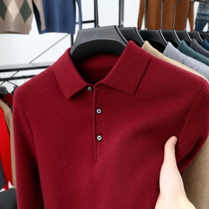 2025 Men's autumn and winter new men's business cashmere knitted polo-retrostrom