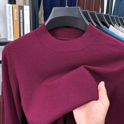 2025 Autumn and Winter Men's Stand Collar Cashmere Casual T-shirt-retrostrom